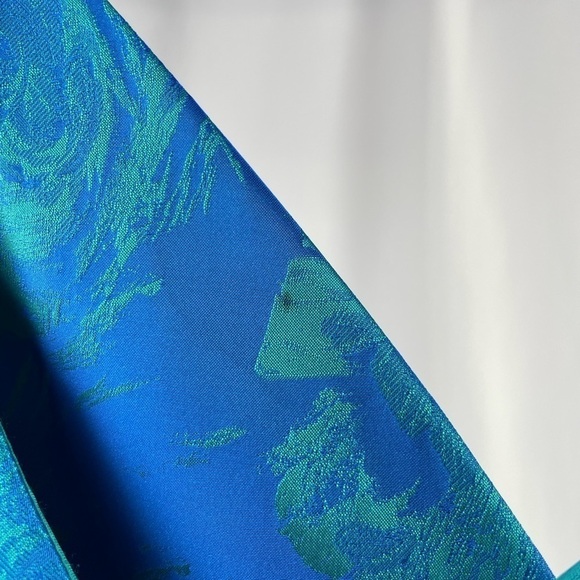 THEIA Floral Jacquard Sleeveless Pleated Dress in Blue Green Size 8 - Picture 10 of 14